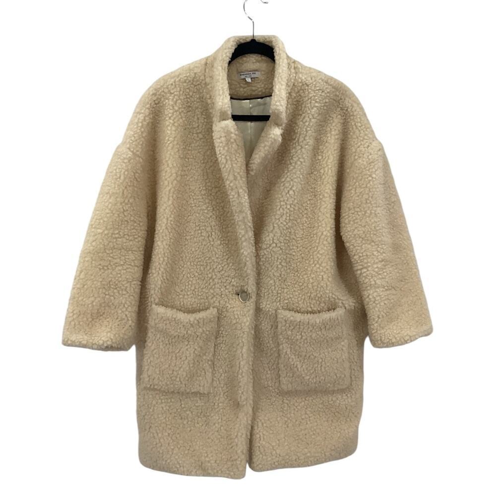 Emerson Fry Teddy Bear Coat In Ivory Size Large Oversized Fit - Picture 4 of 14